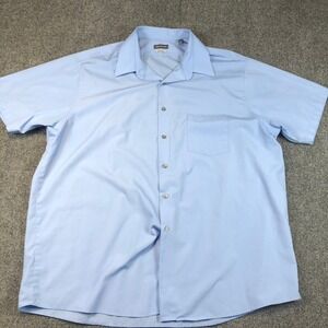 Van Heusen Men's Light Blue Wrinkle Free Regular Fit Short Sleeve Shirt Size 18